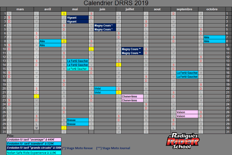 calendrier 2019