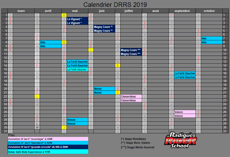 calendrier 2019